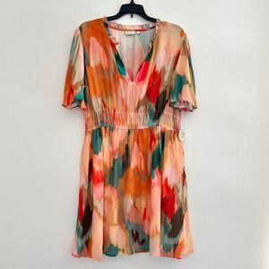Spartina 449 Olivia Botanic Garden Dress Large Abstract Watercolor Boho Artsy